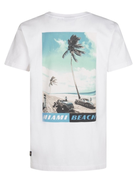Petrol t-shirt classic print bright white backprint miami beach (B-1050-TSR113-0000)