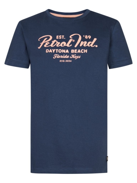 Petrol t-shirt classic print petrol blue daytona beach (B-1050-TSR129-5082)