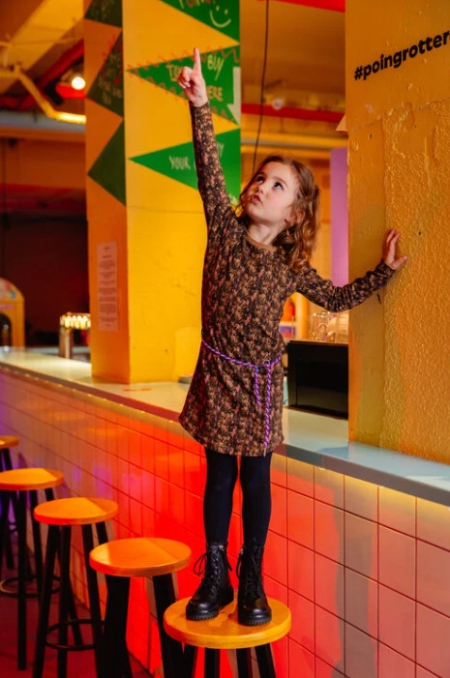 Quapi jurk Aafje aop brown forest animal