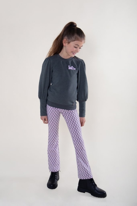 Lofff flaired broek Poppy puprle ruit print (B23-252)