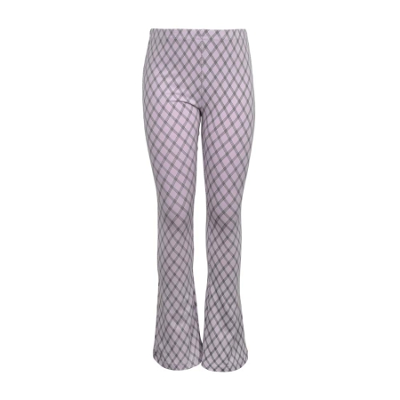 Lofff flaired broek Poppy puprle ruit print (B23-252)