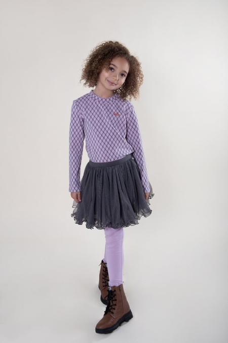 Lofff longsleeve Ornella puprle ruit print (B23-265)