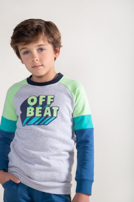 Nais sweater Wiebe lime grijs off beat (B23-649)