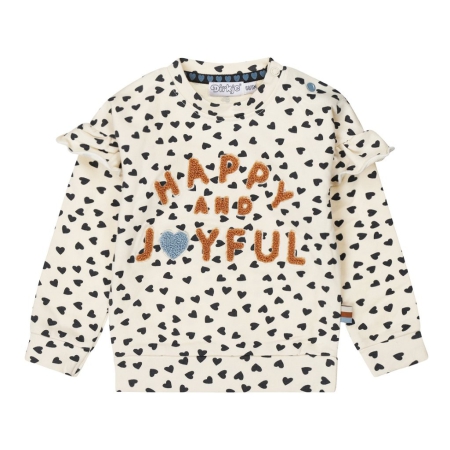 Dirkje sweater off white hartjes happy and joyful (S48440)