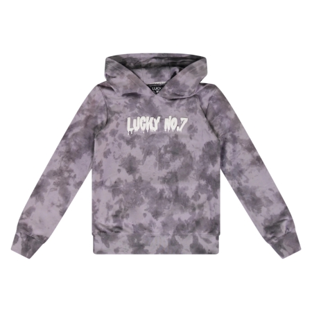 Lucky No.7 hoodie minimal gray lila (LBW23HD021)