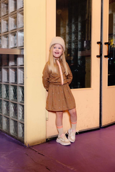 Quapi jurk Adora aop brown almond flowers