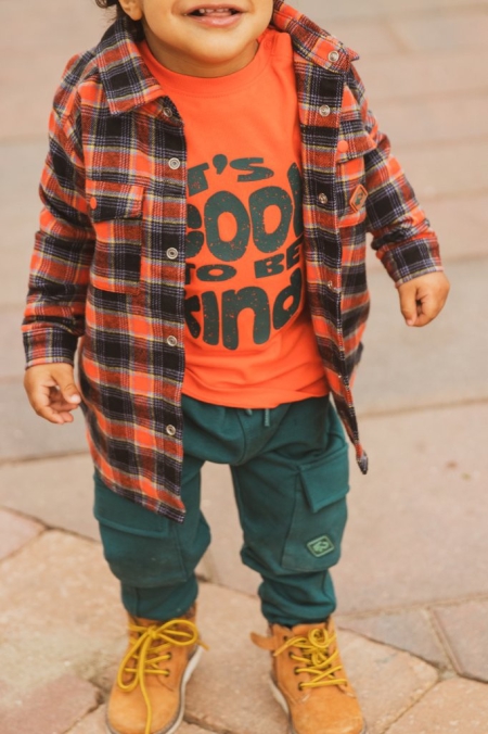 4President blouse Karlos tangerine tango geruit