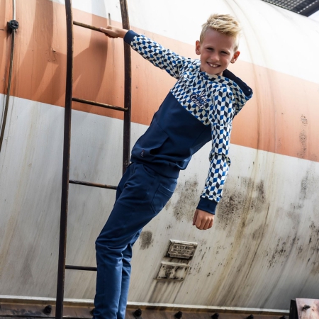Billy & Lilly hoodie Alfie azure navy cube