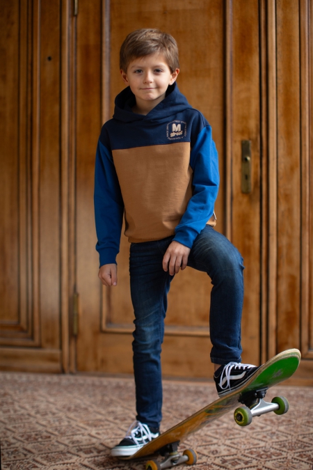 Moodstreet hoodie Sill navy bruin (M408-6333-170)