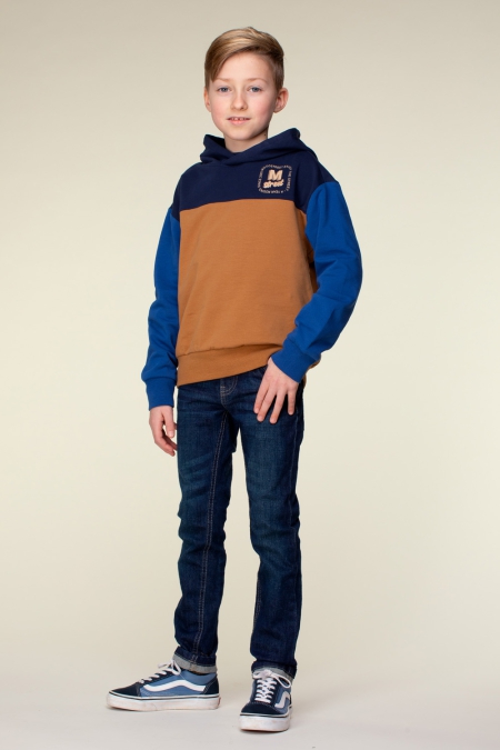 Moodstreet hoodie Sill navy bruin (M408-6333-170)