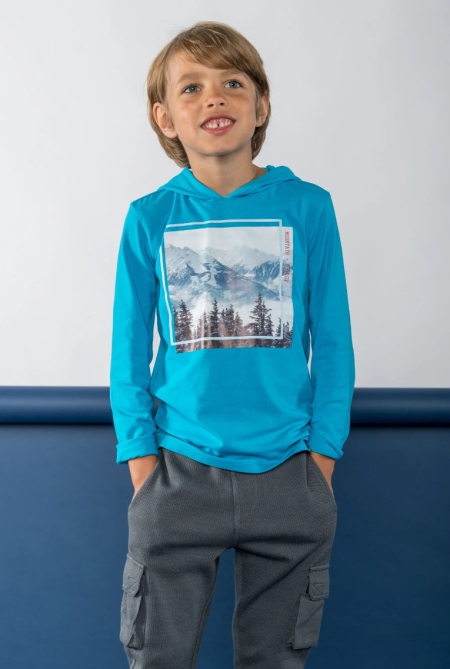 B.Nosy hooded t-shirt Ted surf blue (Y409-6422-139)