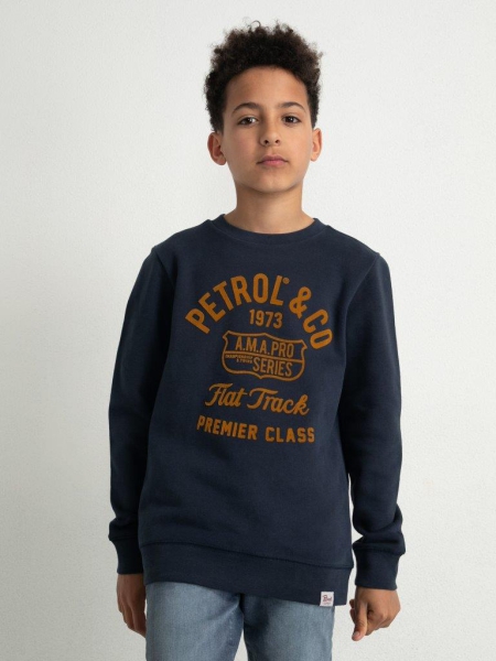 Petrol sweater round neck print dark sapphire (SWR313-5107)