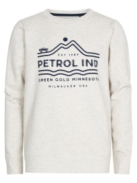 Petrol sweater round neck antique white melee (B3050-SWR103-0009)