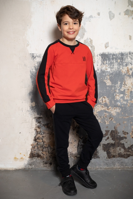 Legends22 sweater Laurens lava red acherkant print (B22-723)