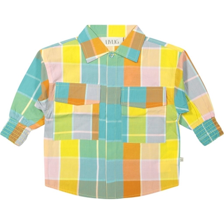 Livlig blouse Bodil geruit MUL (11-0108)