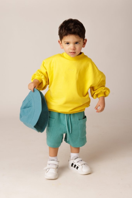 Livlig shorts Malin green (wafelstof) (21-0105)