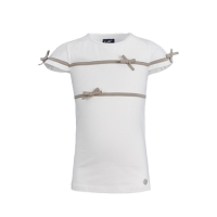 Lofff t-shirt cap sleeve off-white taupe bows (A23C-114A)