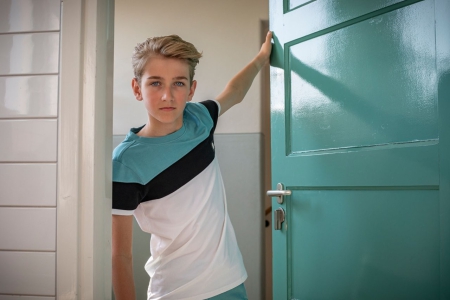 Unrealba6 t-shirt Esra blue color block (A24-907)