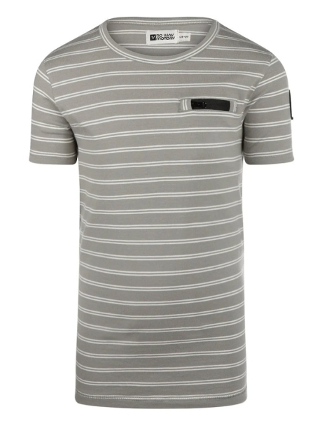 No Way Monday shirt faded green gestreept (R50287-1)