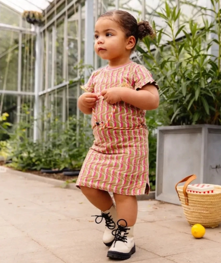 Quapi jurk Babette aop pink stripe