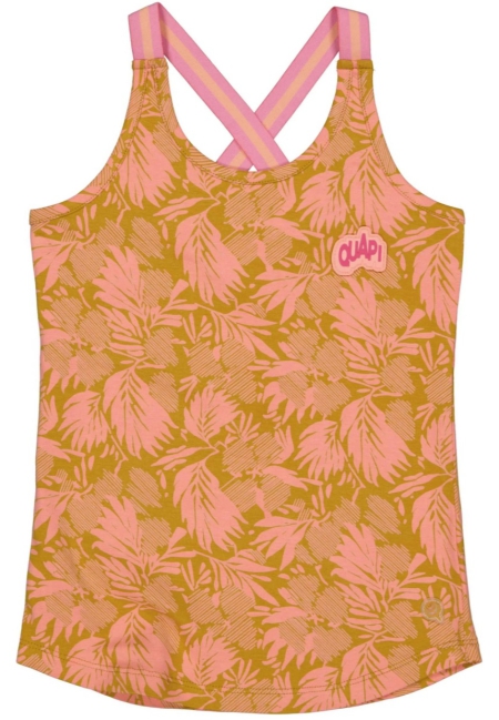 Quapi top Birthe aop pink leaves