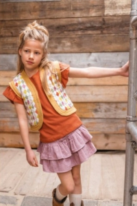 Topitm reversible gilet Fay aop wieber block print