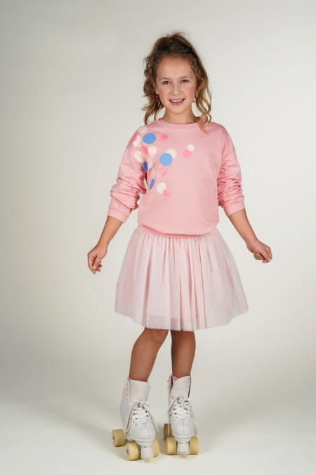 Moodstreet sweater Sky colourful dots blush pink (M502-5301-210)