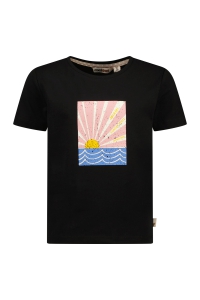 Moodstreet t-shirt Sisley sunset black (M502-5401-099)