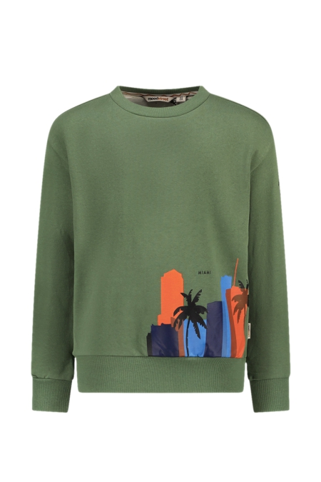 Moodstreet sweater Simon palms skyline coll khaki (M502-6316-469)