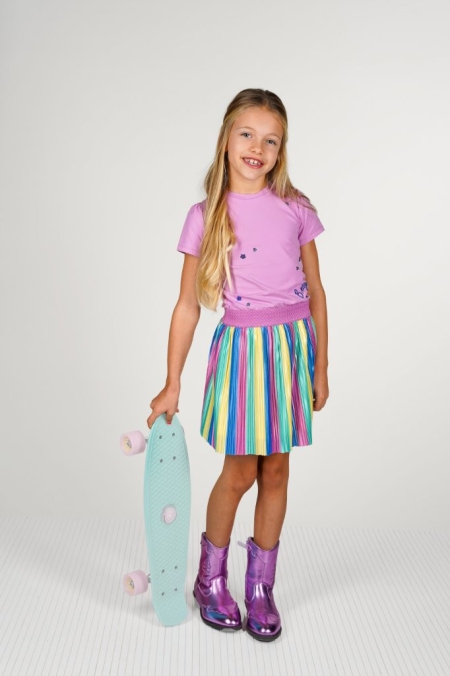 B.Nosy jurk Dannae violet met gestreepte plisse rok (Y502-5812-622)