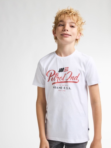 Petrol shirt classic print bright white (B-1050-TSR600-0000)