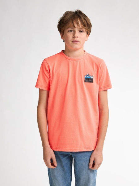 Petrol shirt classic print fiery coral (B-1050-TSR109-3099)