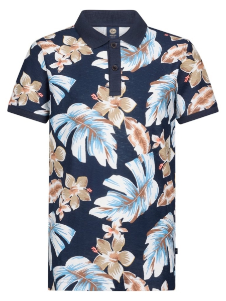 Petrol polo navy blue aop (B-1050-POL908-5178)