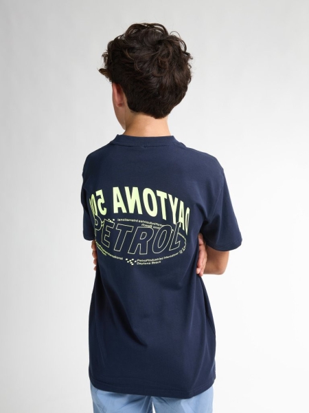 Petrol shirt classic print navy blue (B-1050-TSR712-5178)