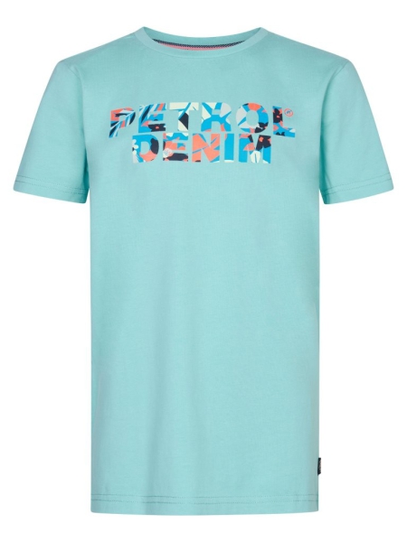 Petrol shirt classic print aqua (B-1050-TSR112-5180)