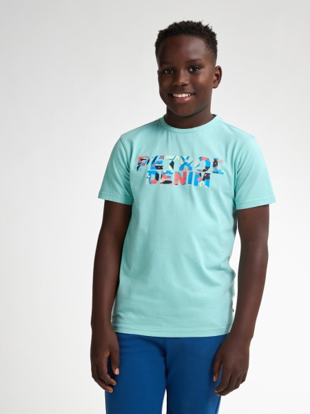 Petrol shirt classic print aqua (B-1050-TSR112-5180)