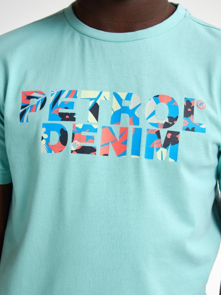 Petrol shirt classic print aqua (B-1050-TSR112-5180)