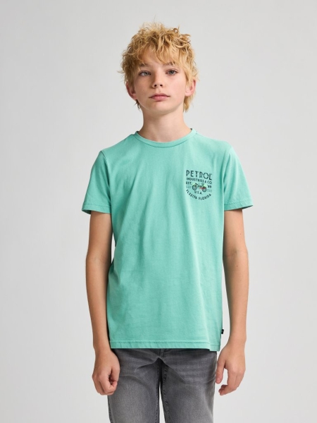 Petrol t-shirt classic print aqua green (B-1050-TSR603-6169)
