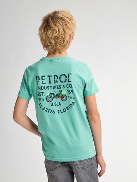 Petrol t-shirt classic print aqua green (B-1050-TSR603-6169)