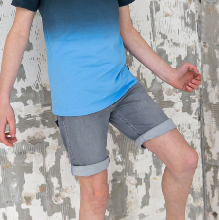 Denim short Toby light grey