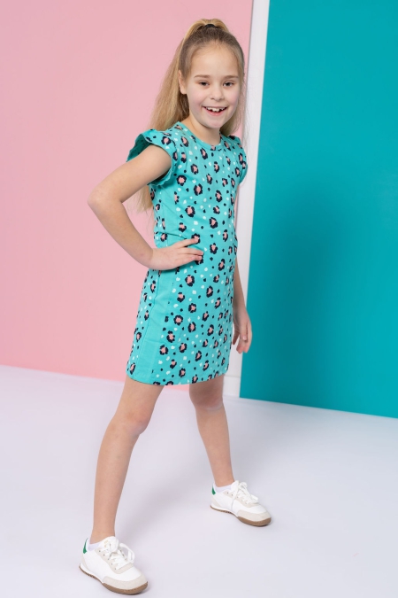 Louder! jurk Imke turqoise panter