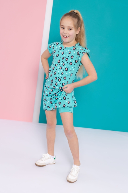 Louder! jurk Imke turqoise panter