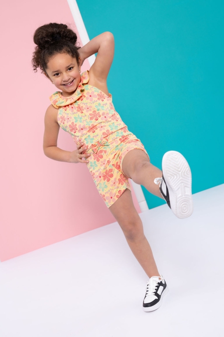 Louder! jumpsuit Lotta calypso coral tropical flower