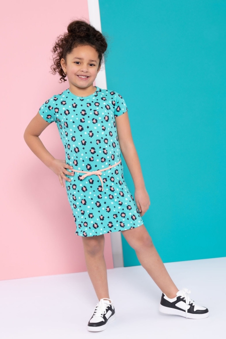 Louder! jurk Lucy turquoise panter
