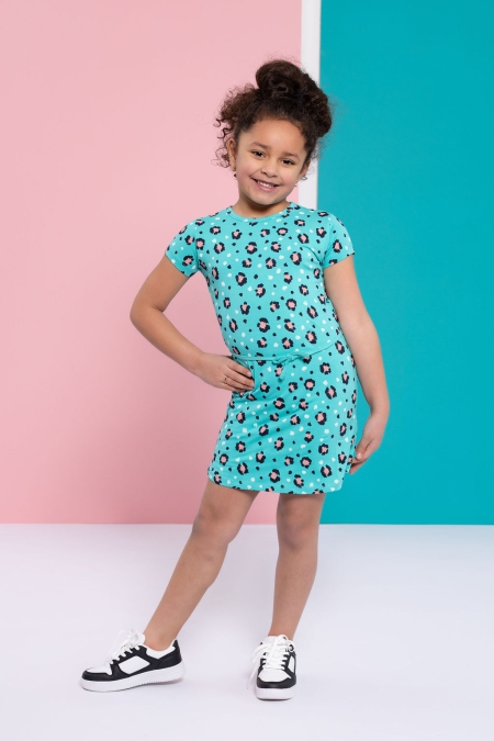 Louder! jurk Lucy turquoise panter