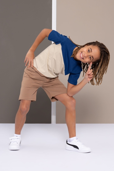 Louder! shirt Tygo colorblock navy peony