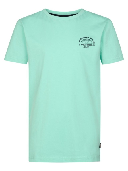 Petrol t-shirt classic print green aqua (B-1060-TSR114-6182)