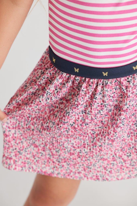 Chaos and Order jurk Marina mini flower pink stripe
