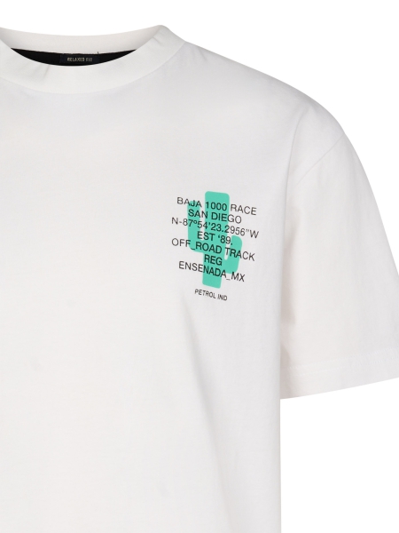 Petrol t-shirt classic print cool white (B-1060-TSR678-0000)