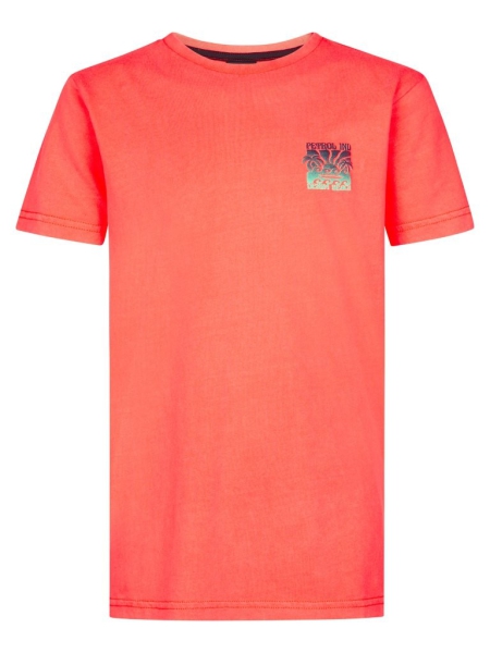 Petrol t-shirt classic print fiery coral (B-1060-TSR117-3099)